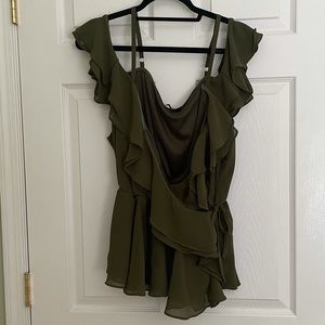Fashion to Figure Ruffle Olive Green Tank Top